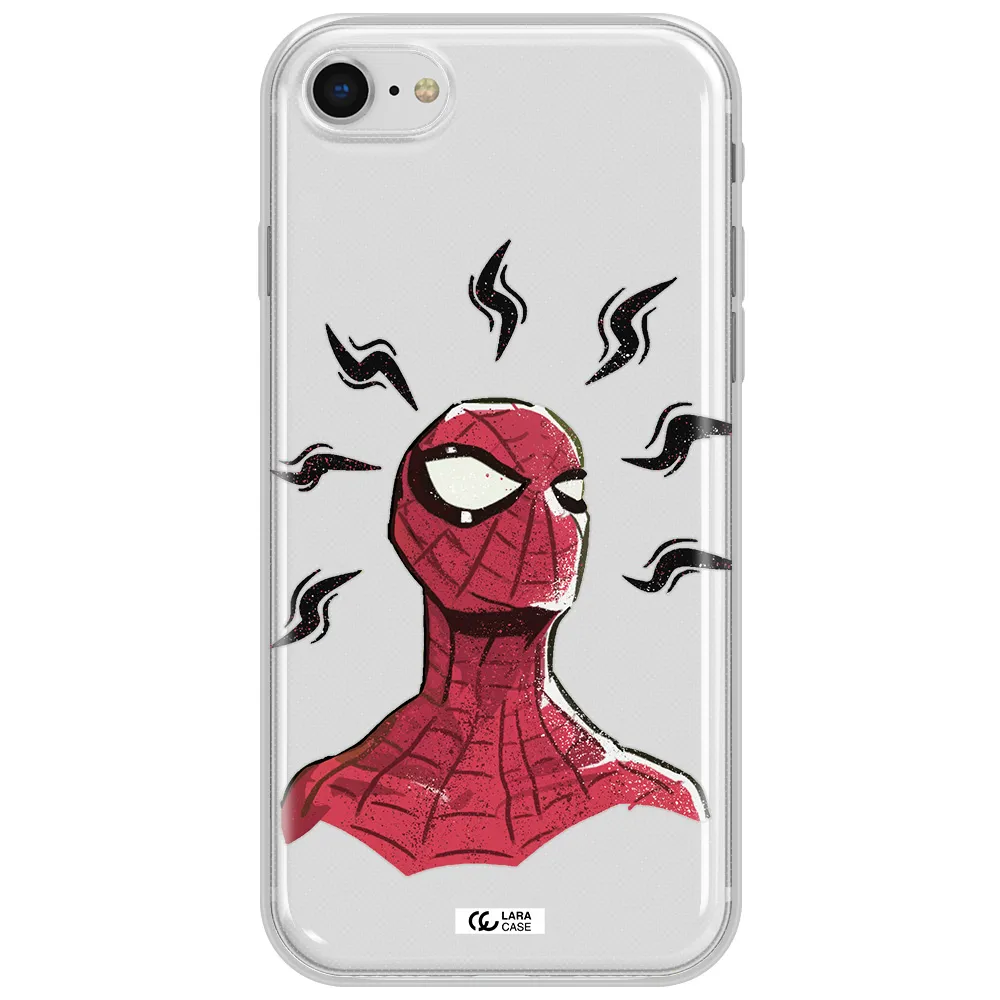 A Cartoon Of A Red Spider Man Apple Iphone Se 2020 Clear Tpu Case