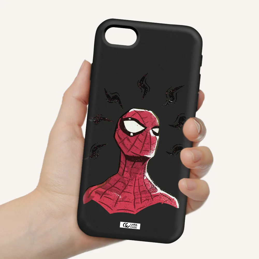 a cartoon of a red spider man Apple iPhone se 2020 Silicone black Case