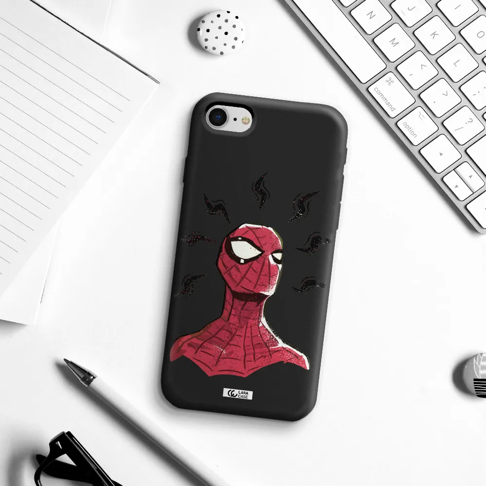 a cartoon of a red spider man Apple iPhone se 2020 Silicone black Case