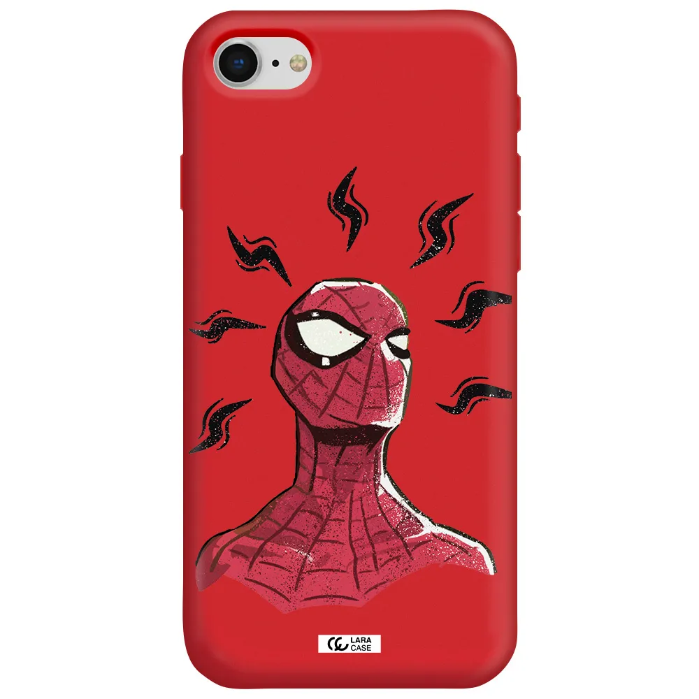 a cartoon of a red spider man Apple iPhone se 2020 Silicone Imperial Red Case