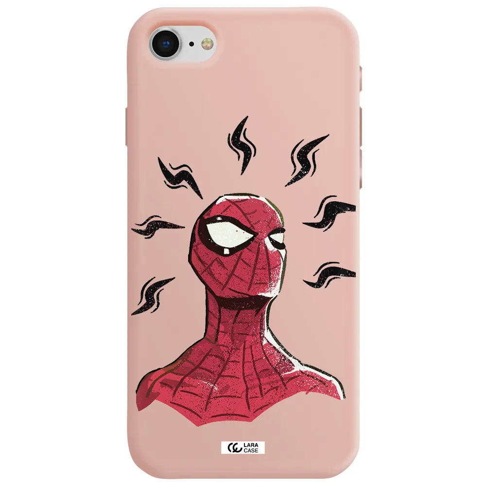 a cartoon of a red spider man Apple iPhone se 2020 Silicone pastel pink Case