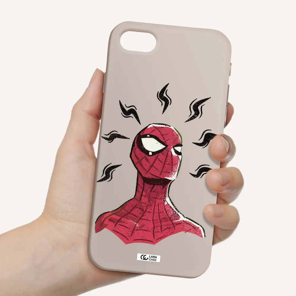 a cartoon of a red spider man Apple iPhone se 2020 Silicone Stone Case