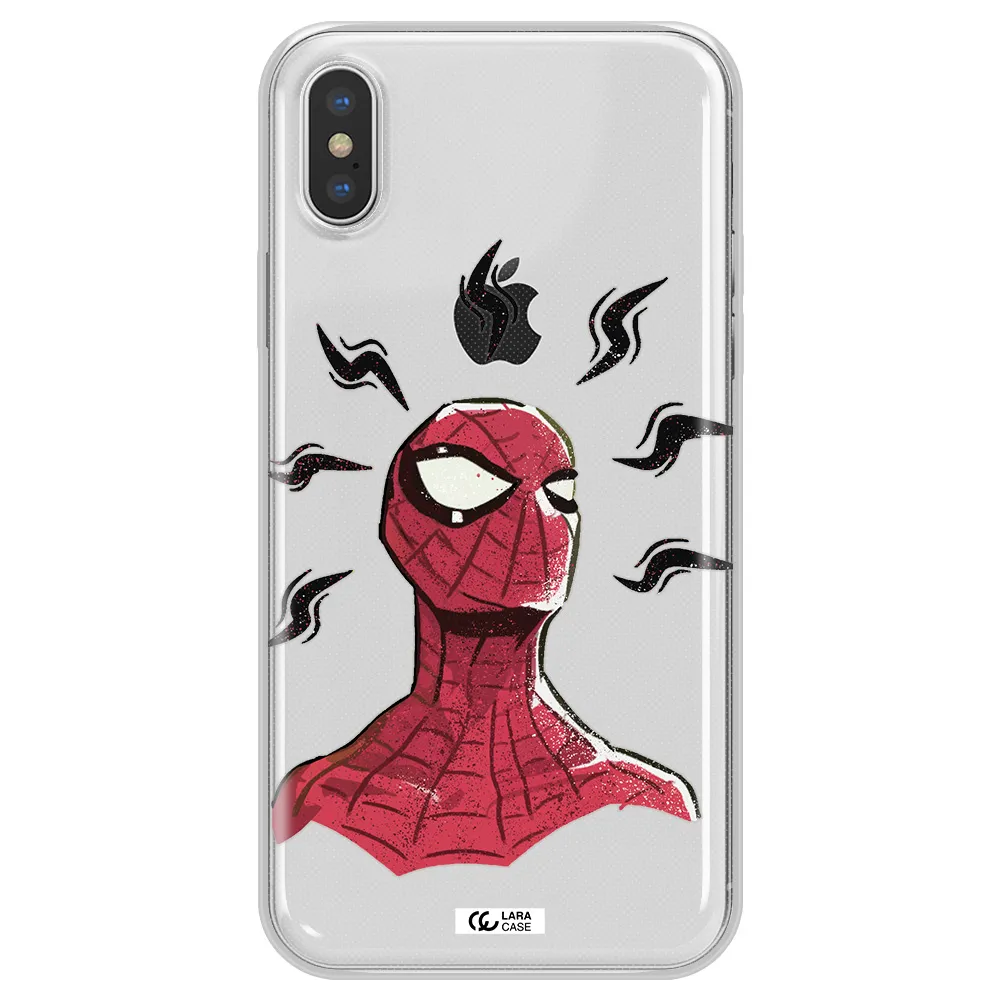 a cartoon of a red spider man Apple iPhone X Clear TPU Case