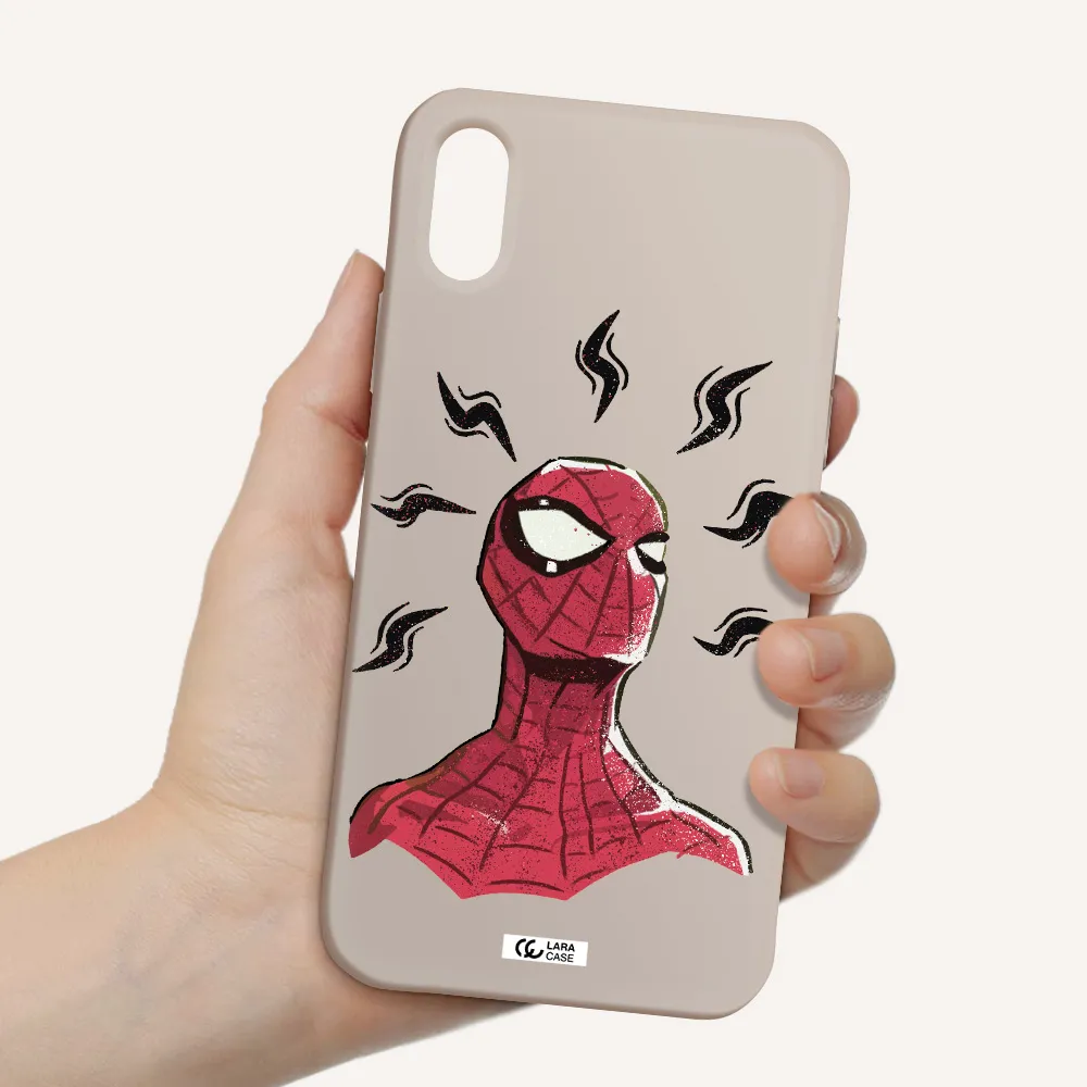 a cartoon of a red spider man Apple iPhone X Silicone Stone Case
