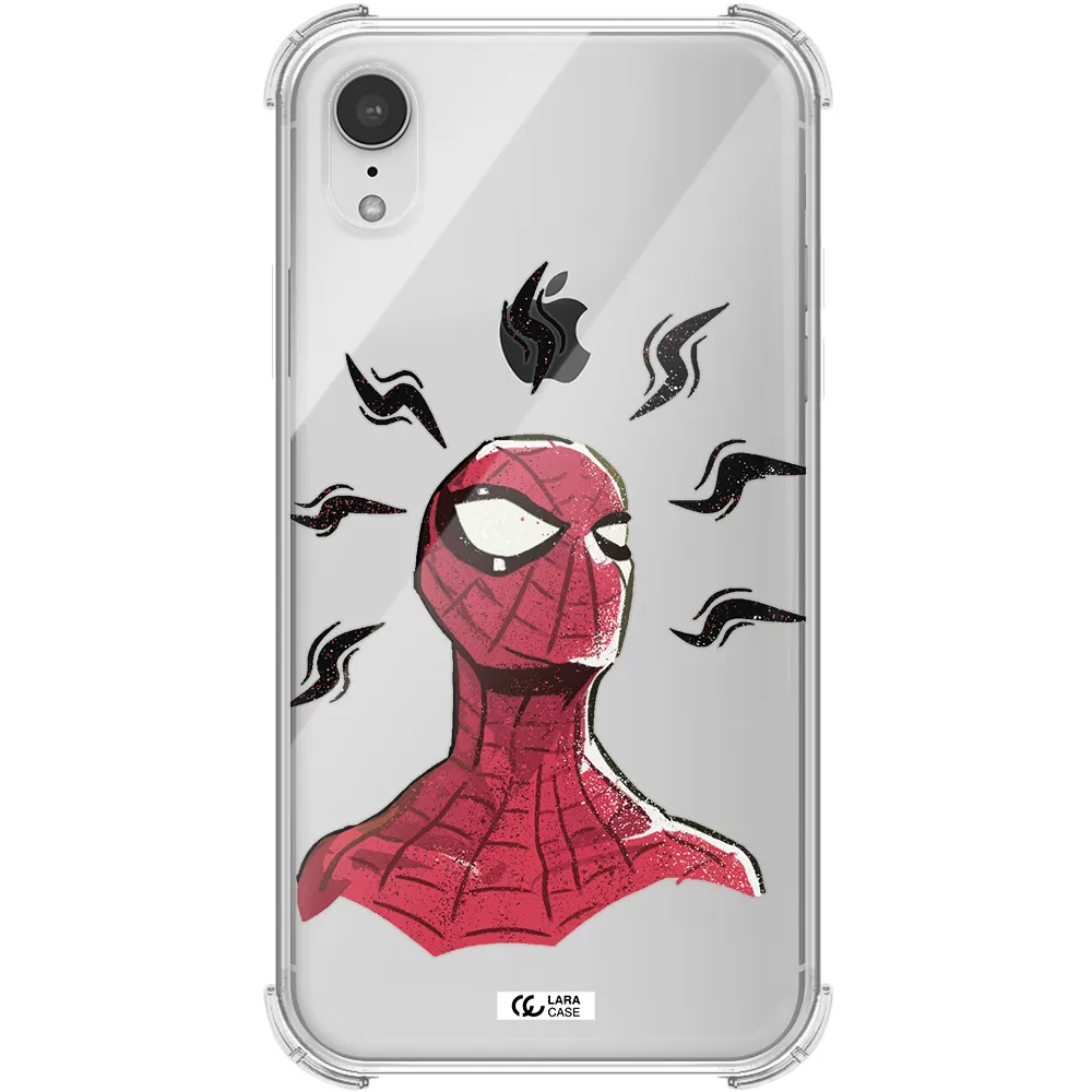 a cartoon of a red spider man Apple iPhone XR Clear PC Case