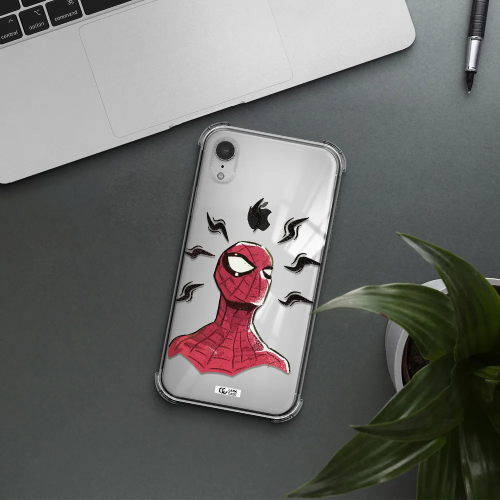 a cartoon of a red spider man Apple iPhone XR Clear PC Case