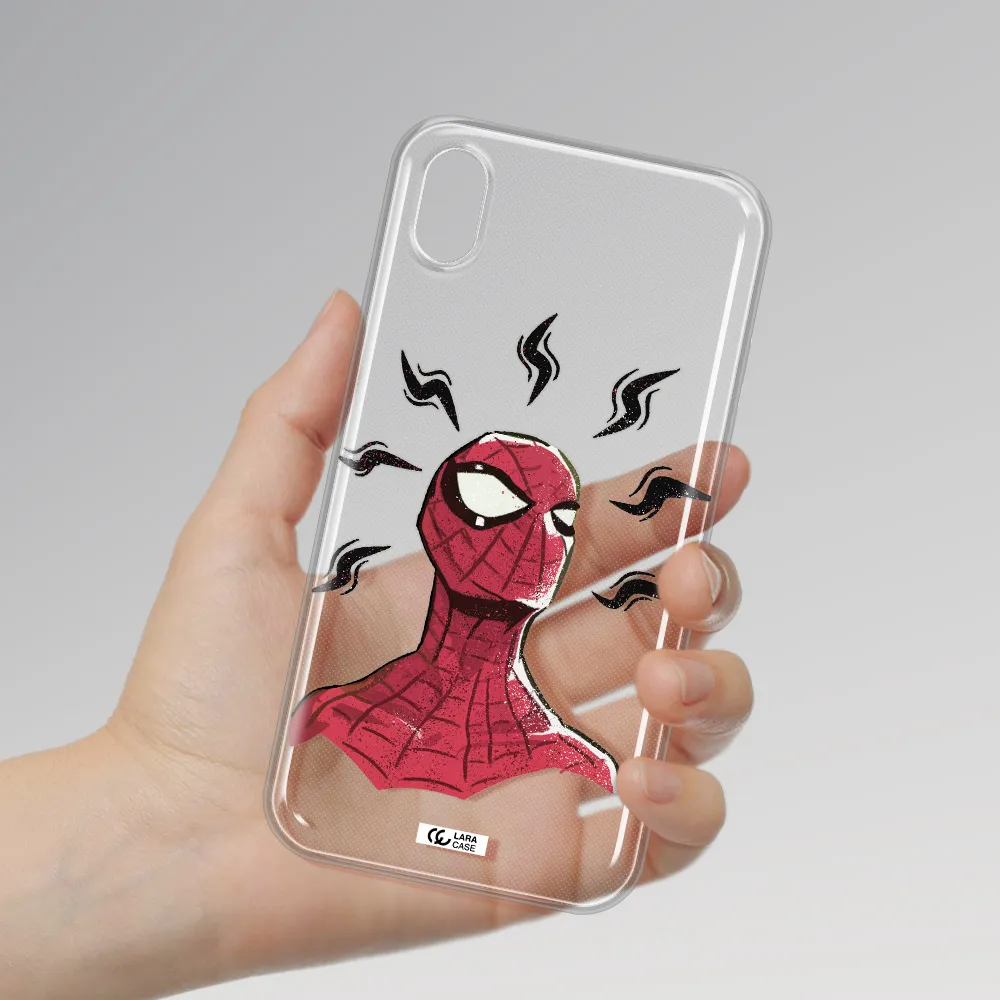 a cartoon of a red spider man Apple iPhone XR Clear TPU Case