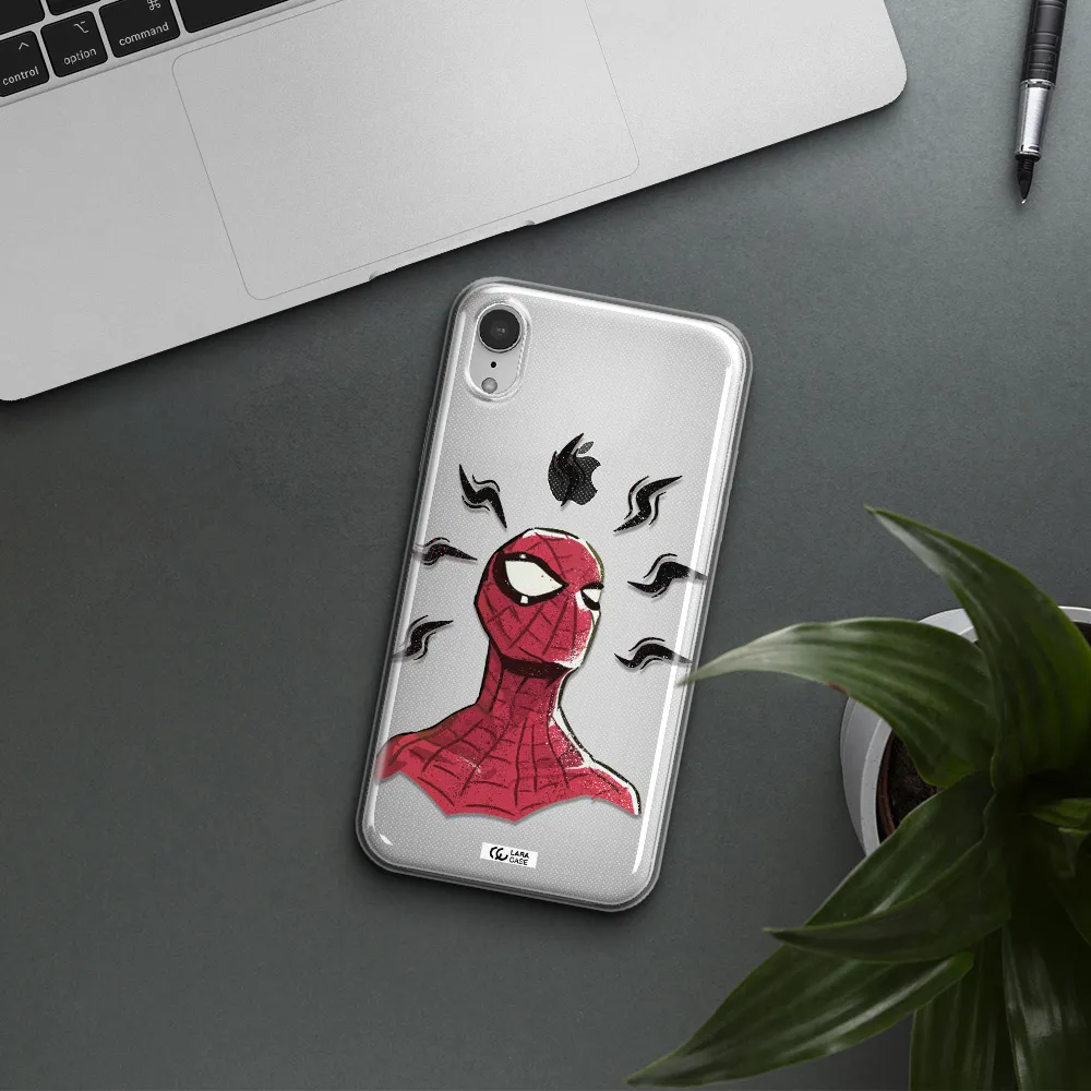 a cartoon of a red spider man Apple iPhone XR Clear TPU Case