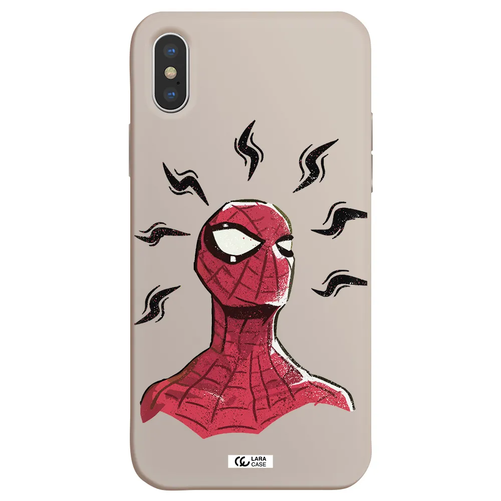 a cartoon of a red spider man Apple iPhone XS Silicone Stone Case