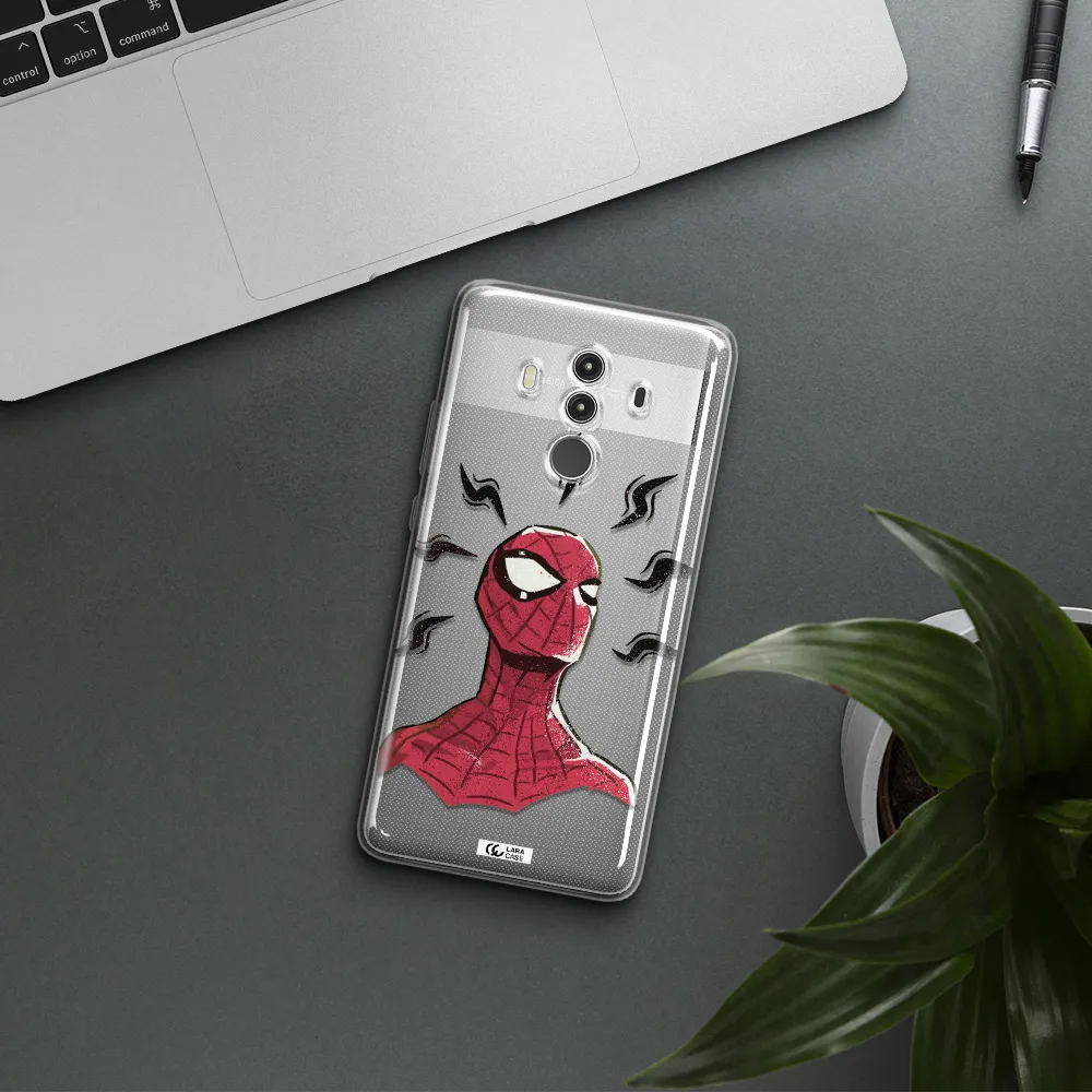 a cartoon of a red spider man Huawei Mate 10 Clear TPU Case