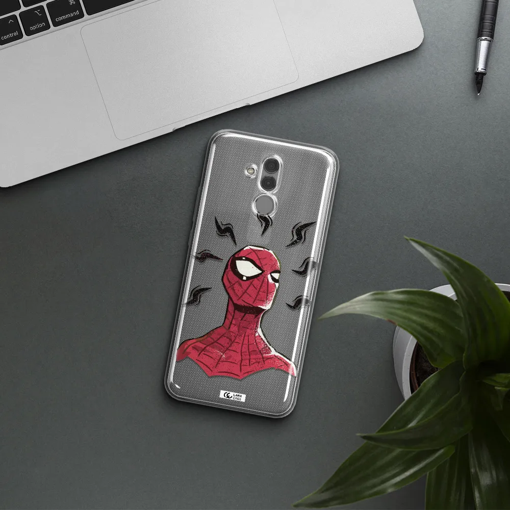 a cartoon of a red spider man Huawei Mate 20 Lite Clear TPU Case