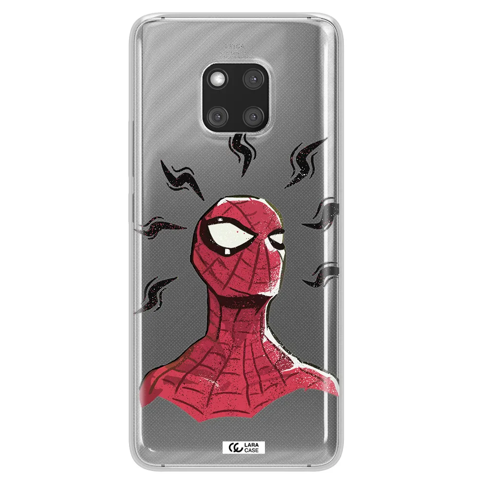 a cartoon of a red spider man Huawei Mate 20 Pro Clear TPU Case