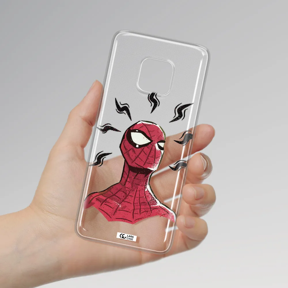 a cartoon of a red spider man Huawei Mate 20 Pro Clear TPU Case