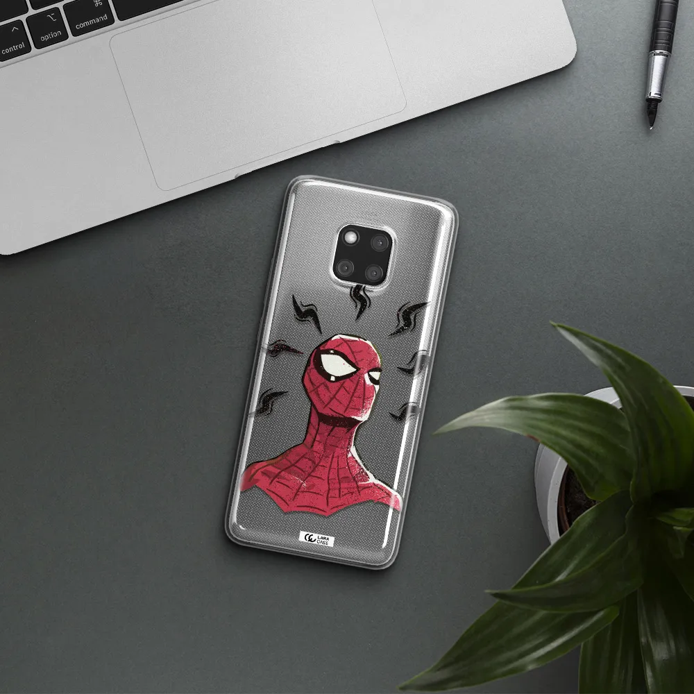 a cartoon of a red spider man Huawei Mate 20 Pro Clear TPU Case