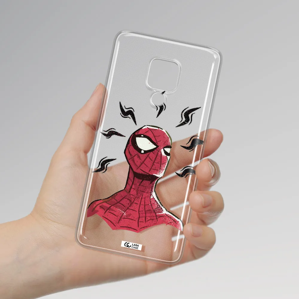a cartoon of a red spider man Huawei Mate 20X Clear TPU Case