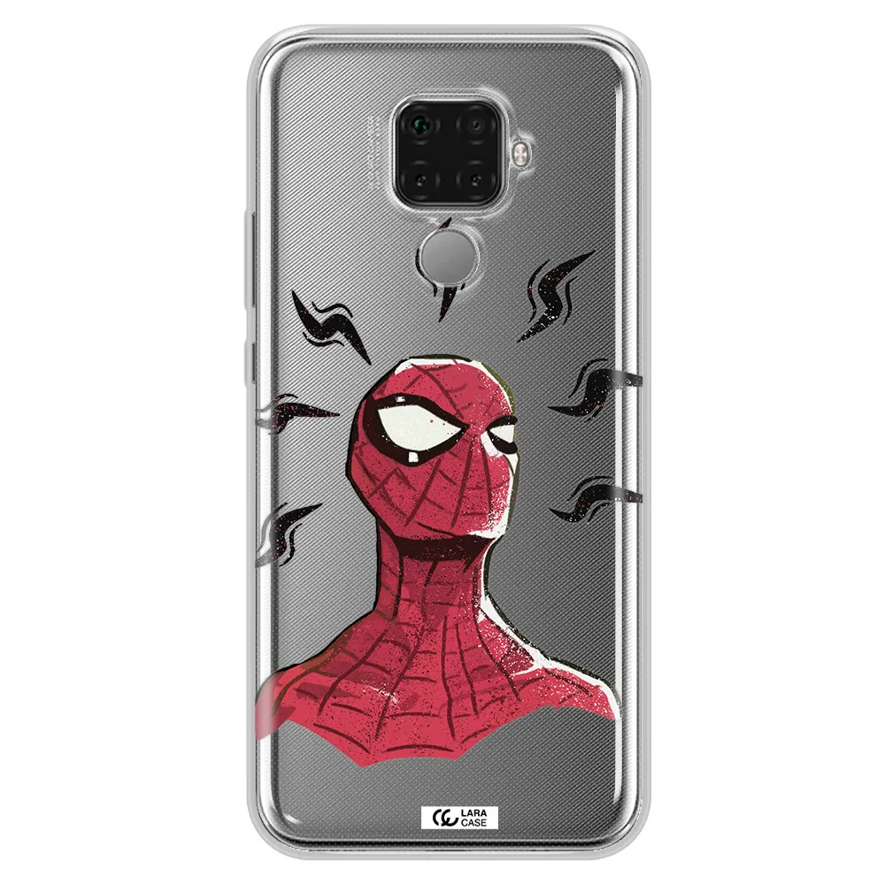 a cartoon of a red spider man Huawei Mate 30 Lite Clear TPU Case