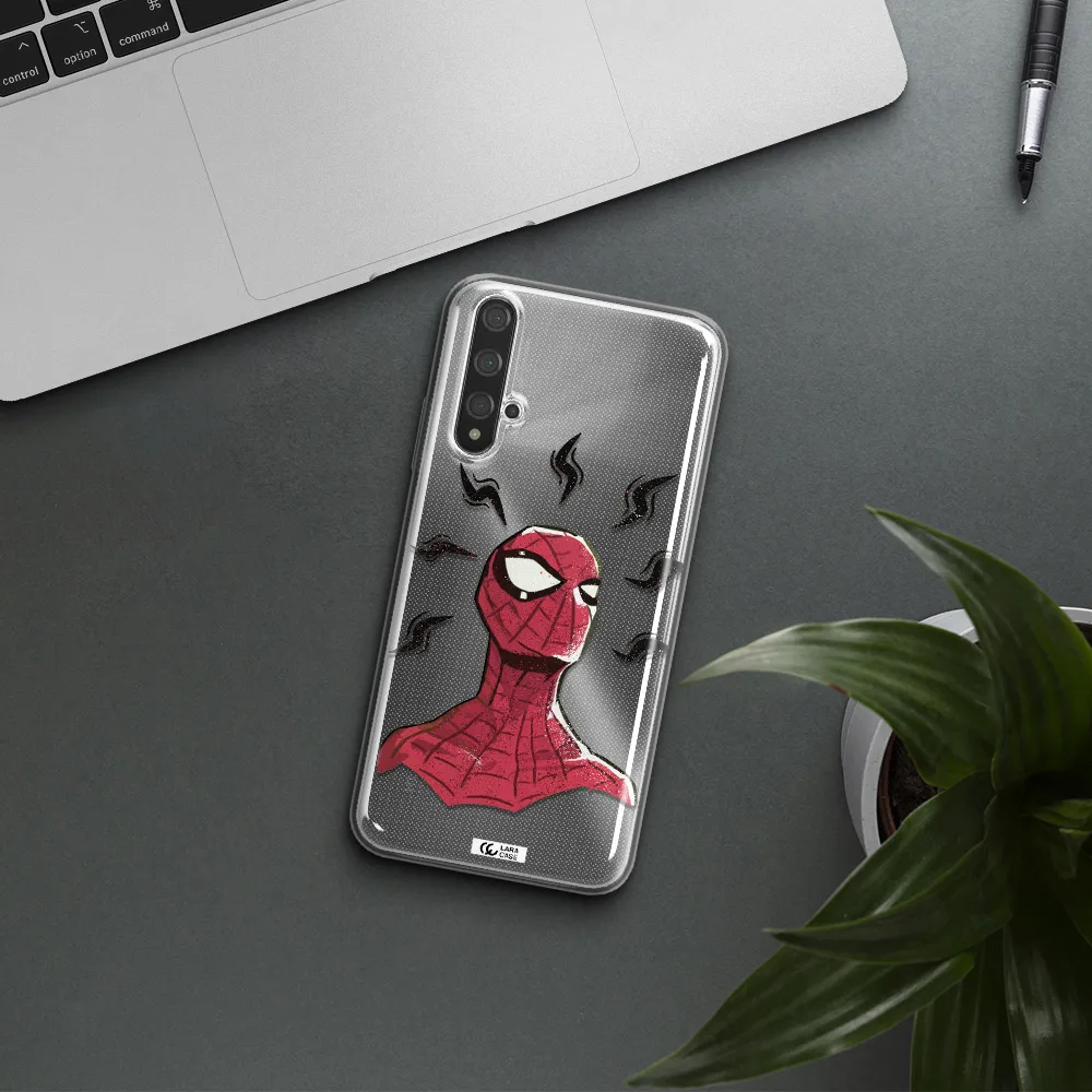 a cartoon of a red spider man Huawei Nova 5t Clear TPU Case