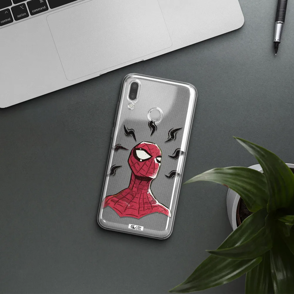 a cartoon of a red spider man Huawei P Smart 2019 Clear TPU Case