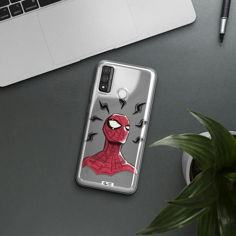 a cartoon of a red spider man Huawei P Smart 2020 Clear TPU Case