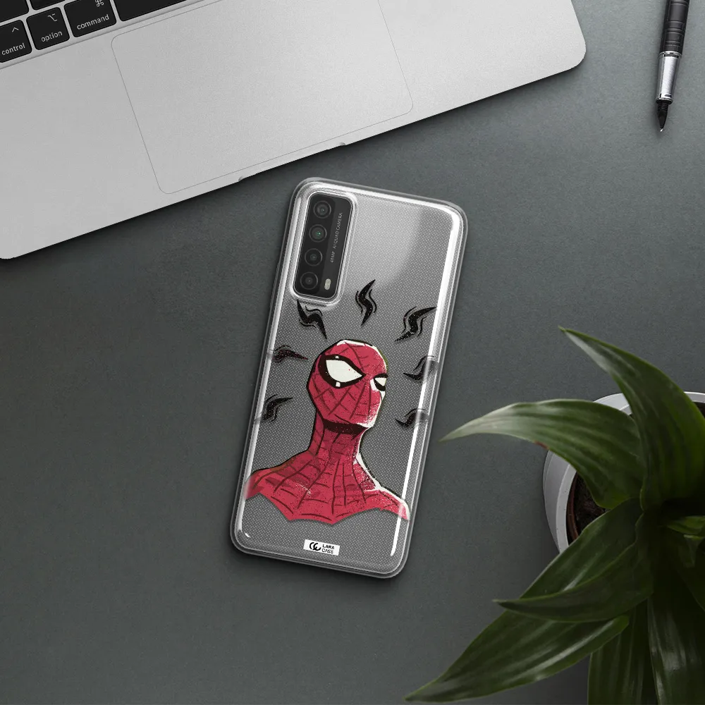 a cartoon of a red spider man Huawei P Smart 2021 Clear TPU Case