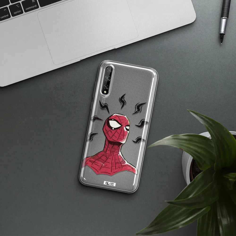 a cartoon of a red spider man Huawei P Smart S Clear TPU Case