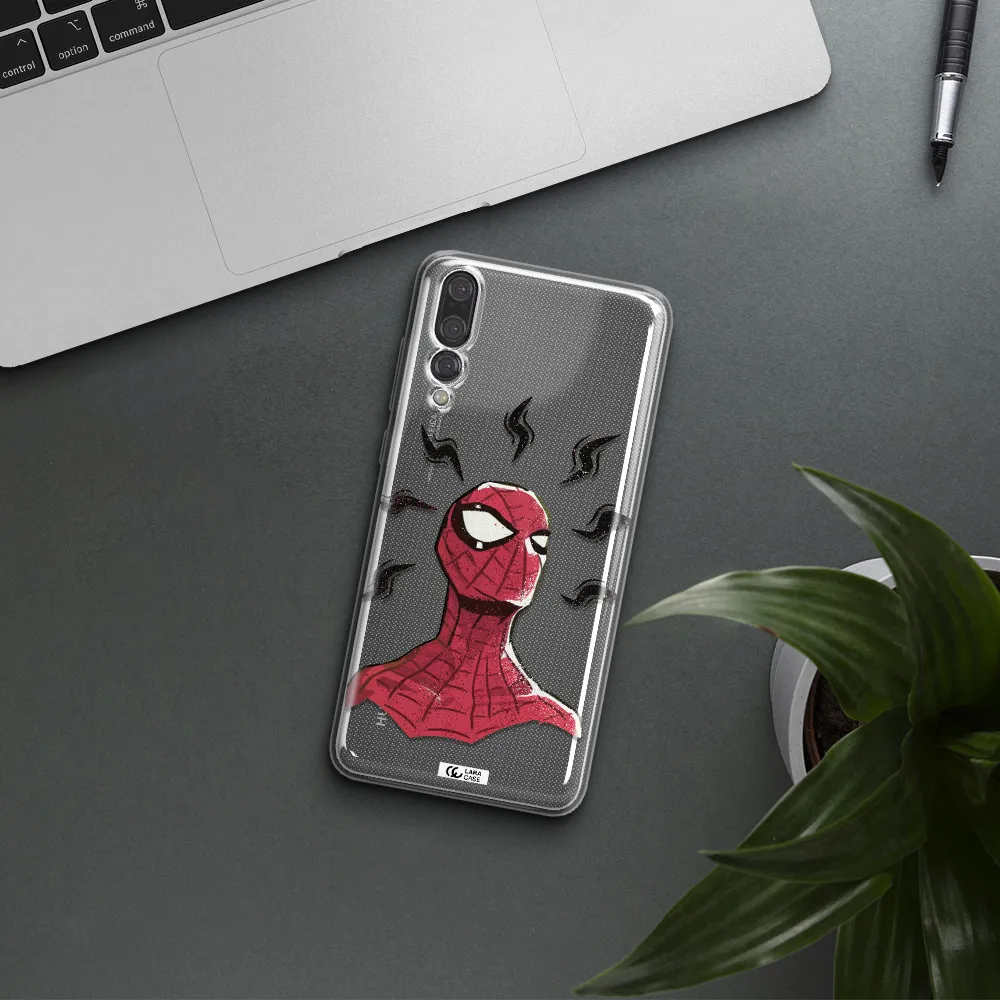 a cartoon of a red spider man Huawei P20 Pro Clear TPU Case