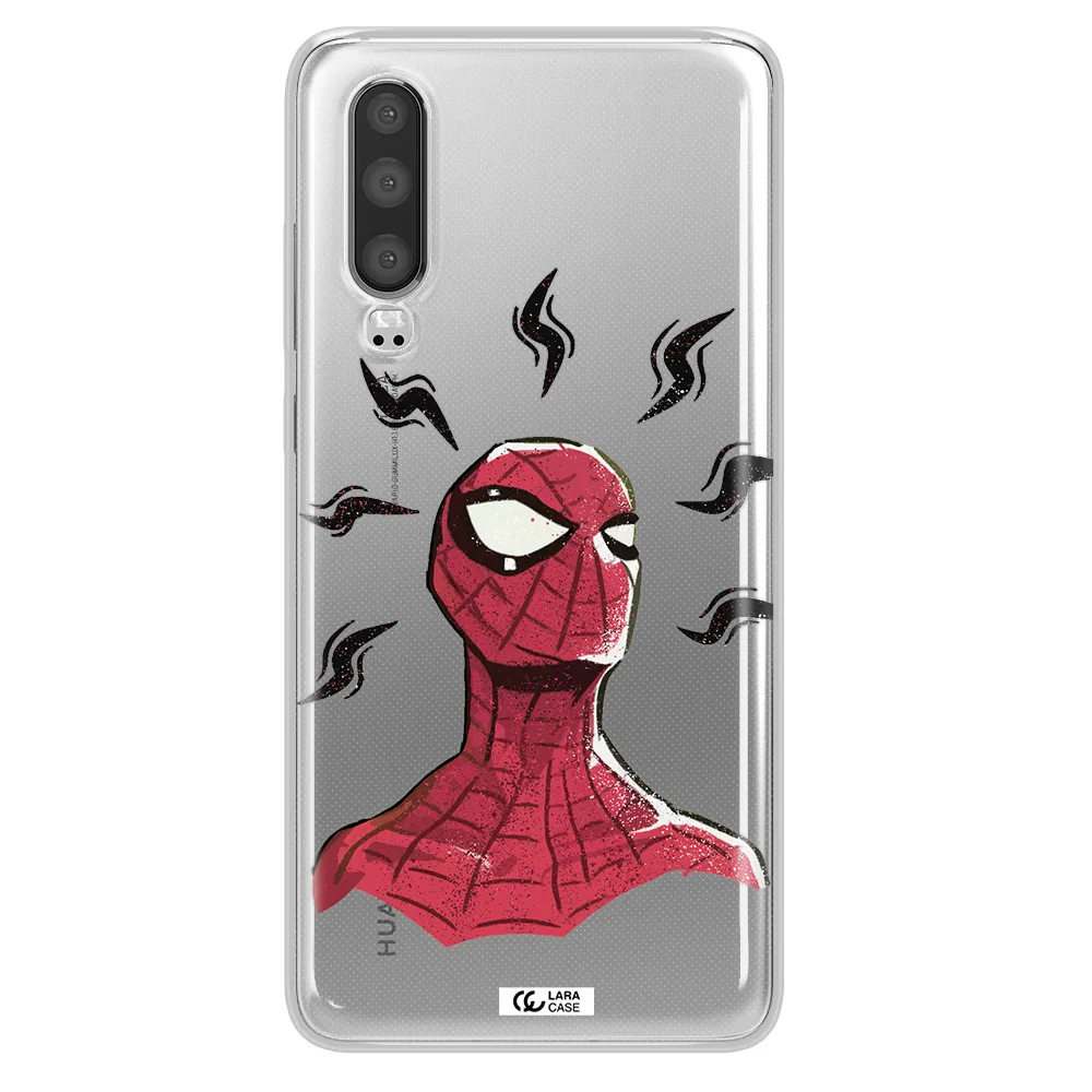 a cartoon of a red spider man Huawei P30 Clear TPU Case