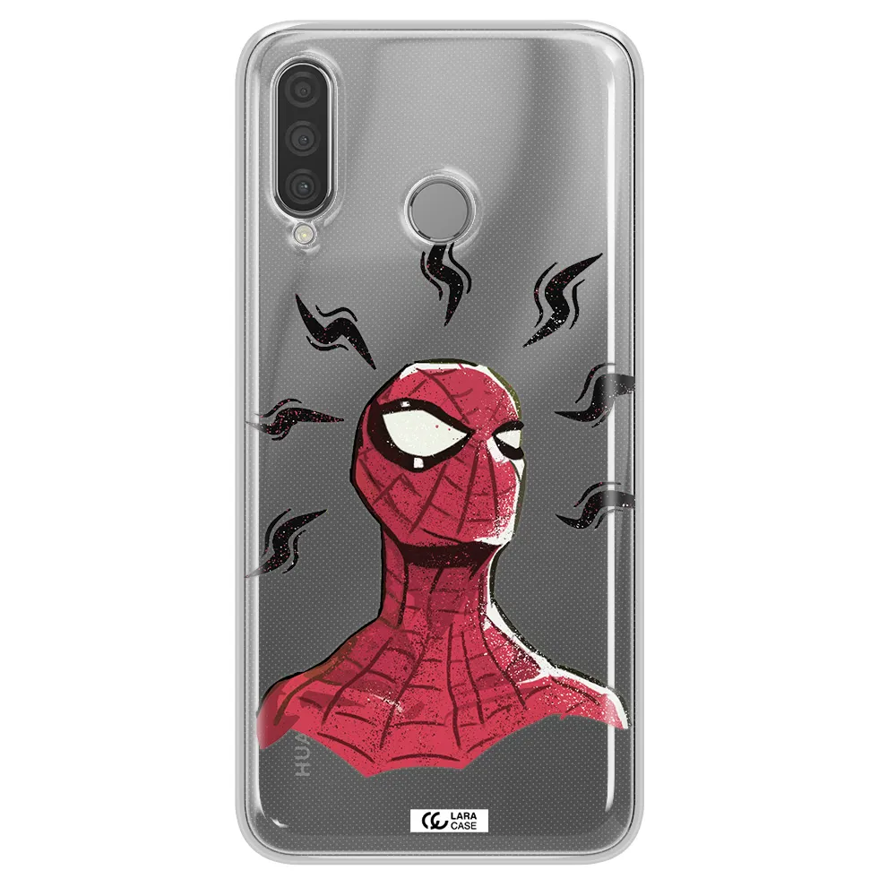 a cartoon of a red spider man Huawei P30 Lite Clear TPU Case