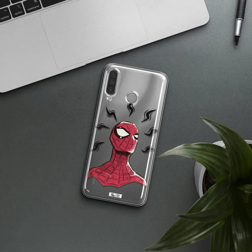 a cartoon of a red spider man Huawei P30 Lite Clear TPU Case