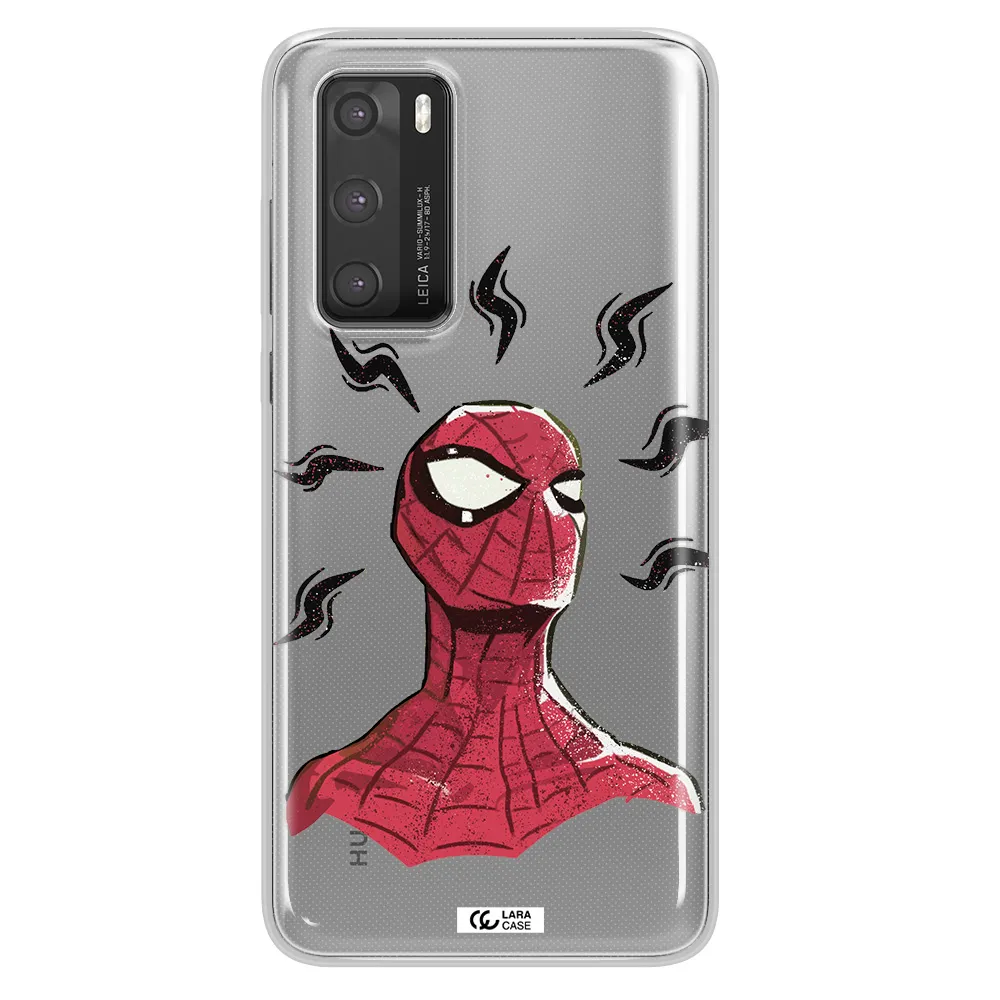a cartoon of a red spider man Huawei P40 Clear TPU Case