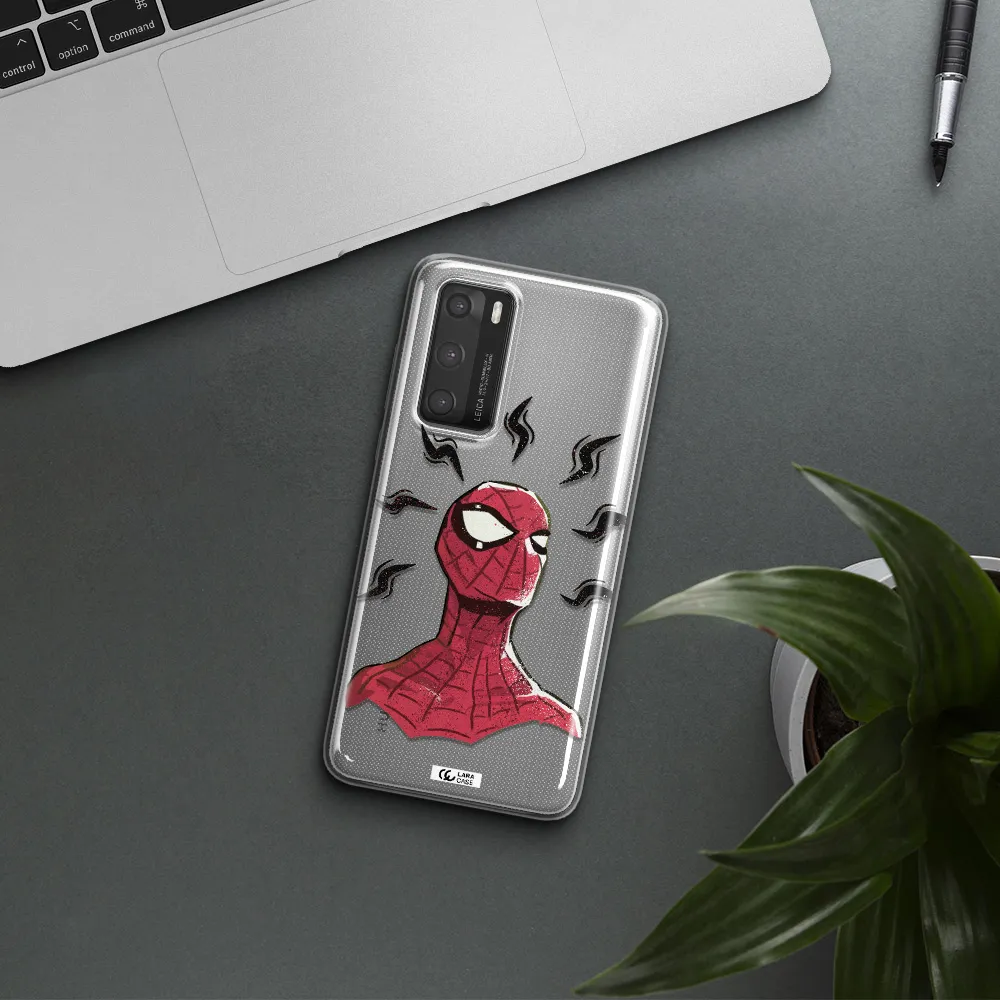 a cartoon of a red spider man Huawei P40 Clear TPU Case