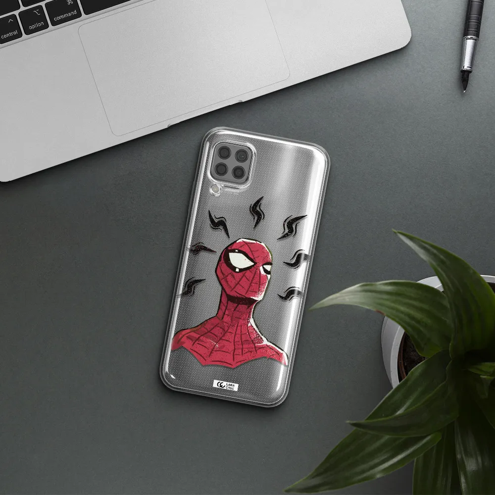 a cartoon of a red spider man Huawei P40 Lite Clear TPU Case