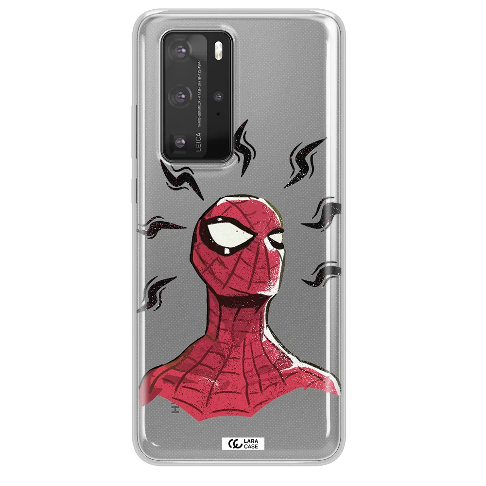 a cartoon of a red spider man Huawei P40 Pro Clear TPU Case