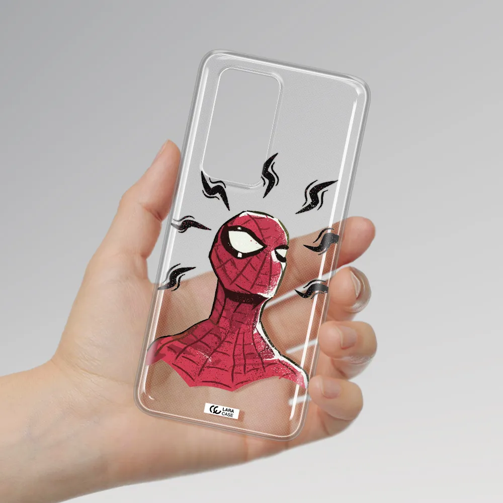 a cartoon of a red spider man Huawei P40 Pro Clear TPU Case