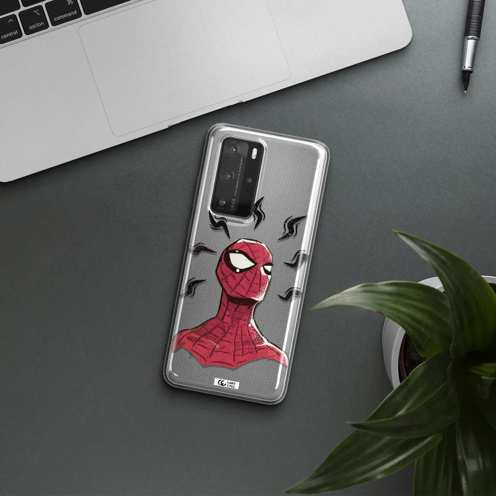 a cartoon of a red spider man Huawei P40 Pro Clear TPU Case