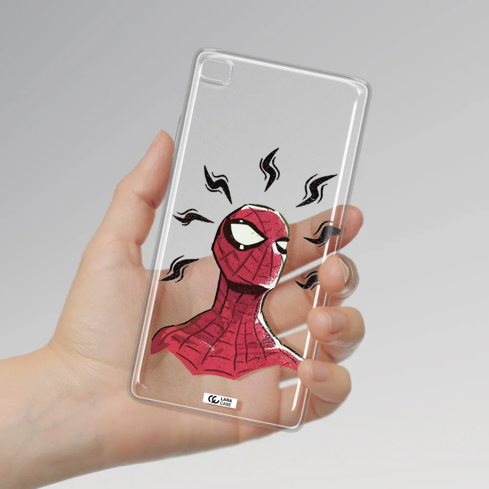 a cartoon of a red spider man Huawei P8 Clear TPU Case