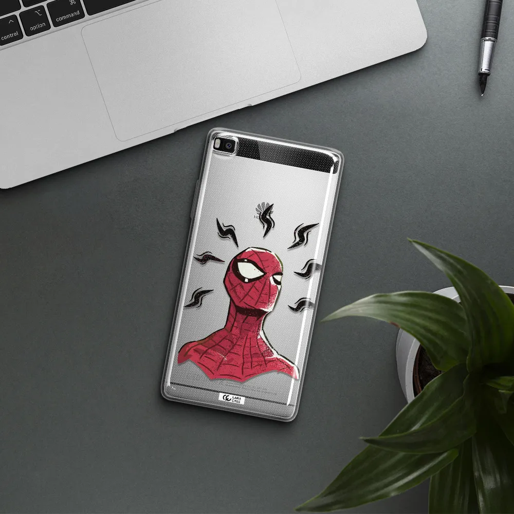 a cartoon of a red spider man Huawei P8 Clear TPU Case