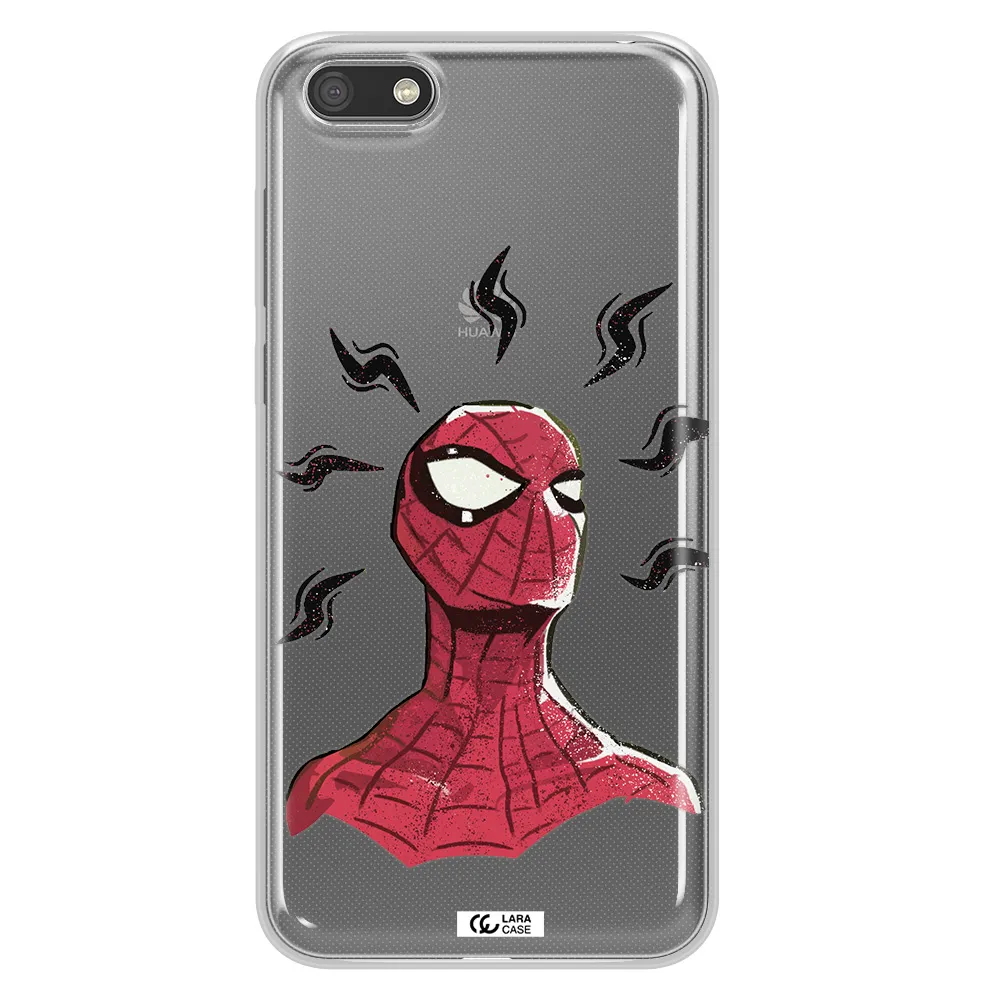 a cartoon of a red spider man Huawei Y5 2018 Clear TPU Case