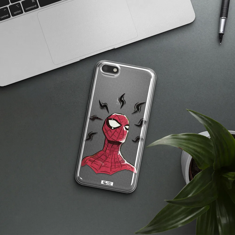 a cartoon of a red spider man Huawei Y5 2018 Clear TPU Case
