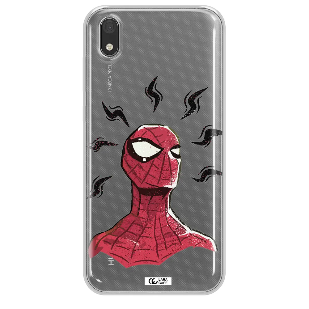 a cartoon of a red spider man Huawei Y5 2019 Clear TPU Case