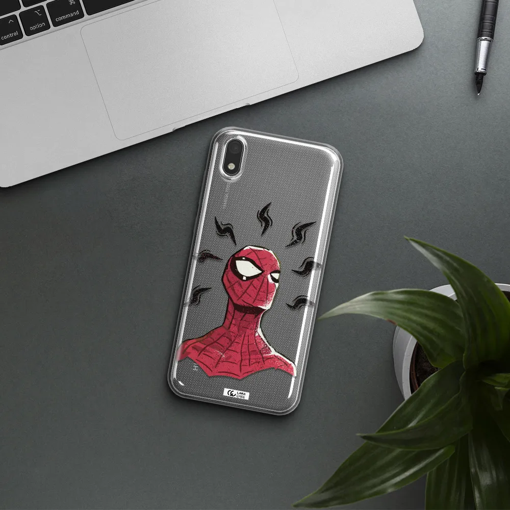 a cartoon of a red spider man Huawei Y5 2019 Clear TPU Case