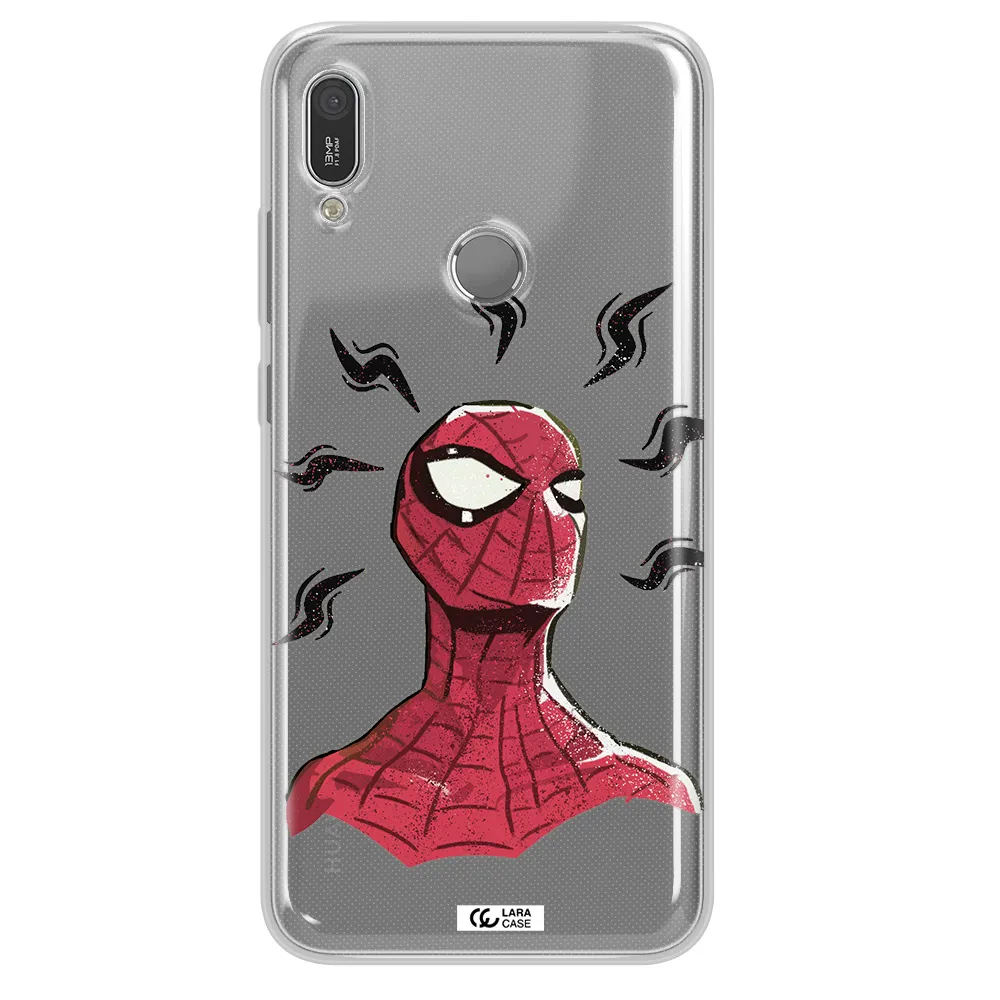 a cartoon of a red spider man Huawei Y6 2019 Clear TPU Case