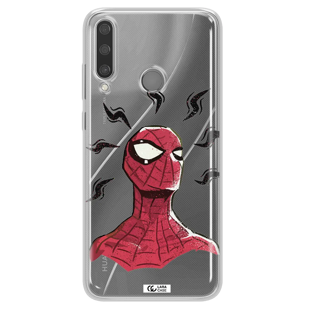 a cartoon of a red spider man Huawei Y6P Clear TPU Case