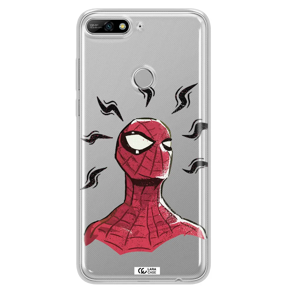 a cartoon of a red spider man Huawei Y7 2018 Clear TPU Case