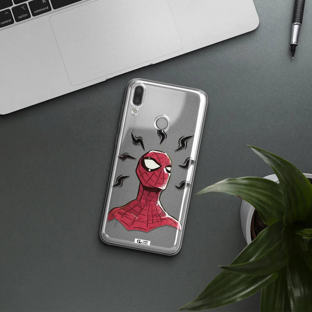 a cartoon of a red spider man Huawei Y9 2019 Clear TPU Case