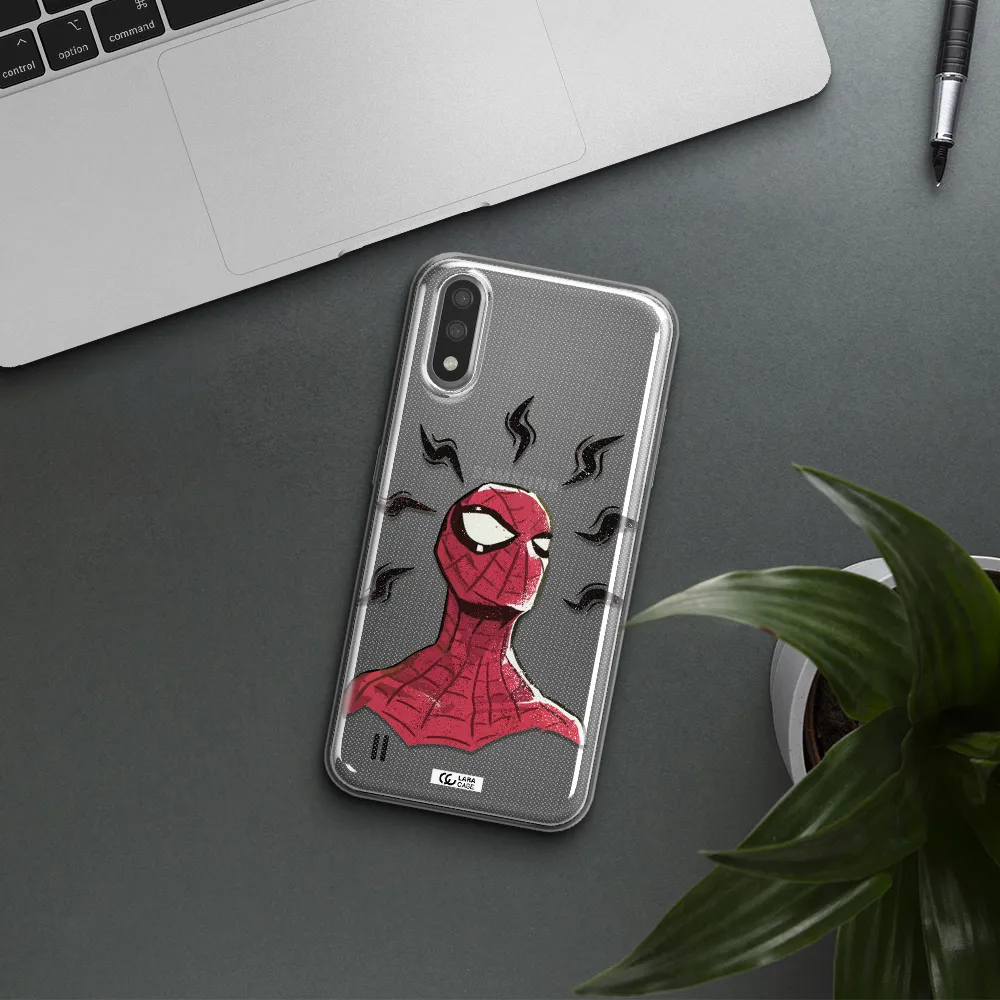 a cartoon of a red spider man Samsung A01 Clear TPU Case