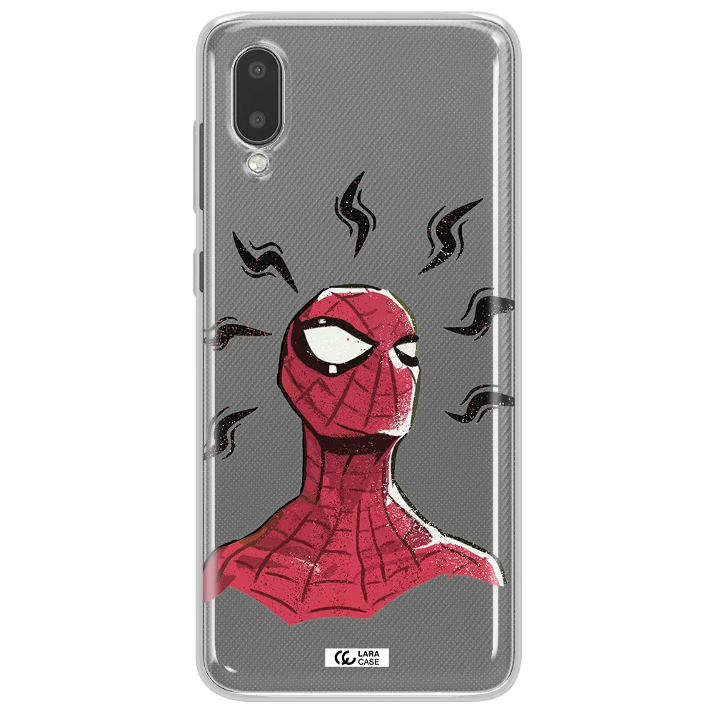 a cartoon of a red spider man Samsung A02 Clear TPU Case
