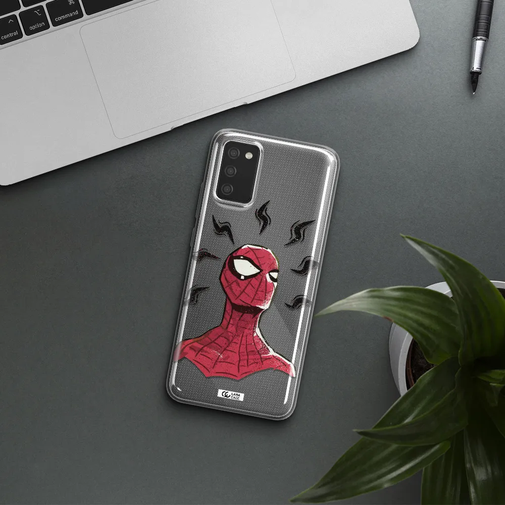 a cartoon of a red spider man Samsung A02S Clear TPU Case
