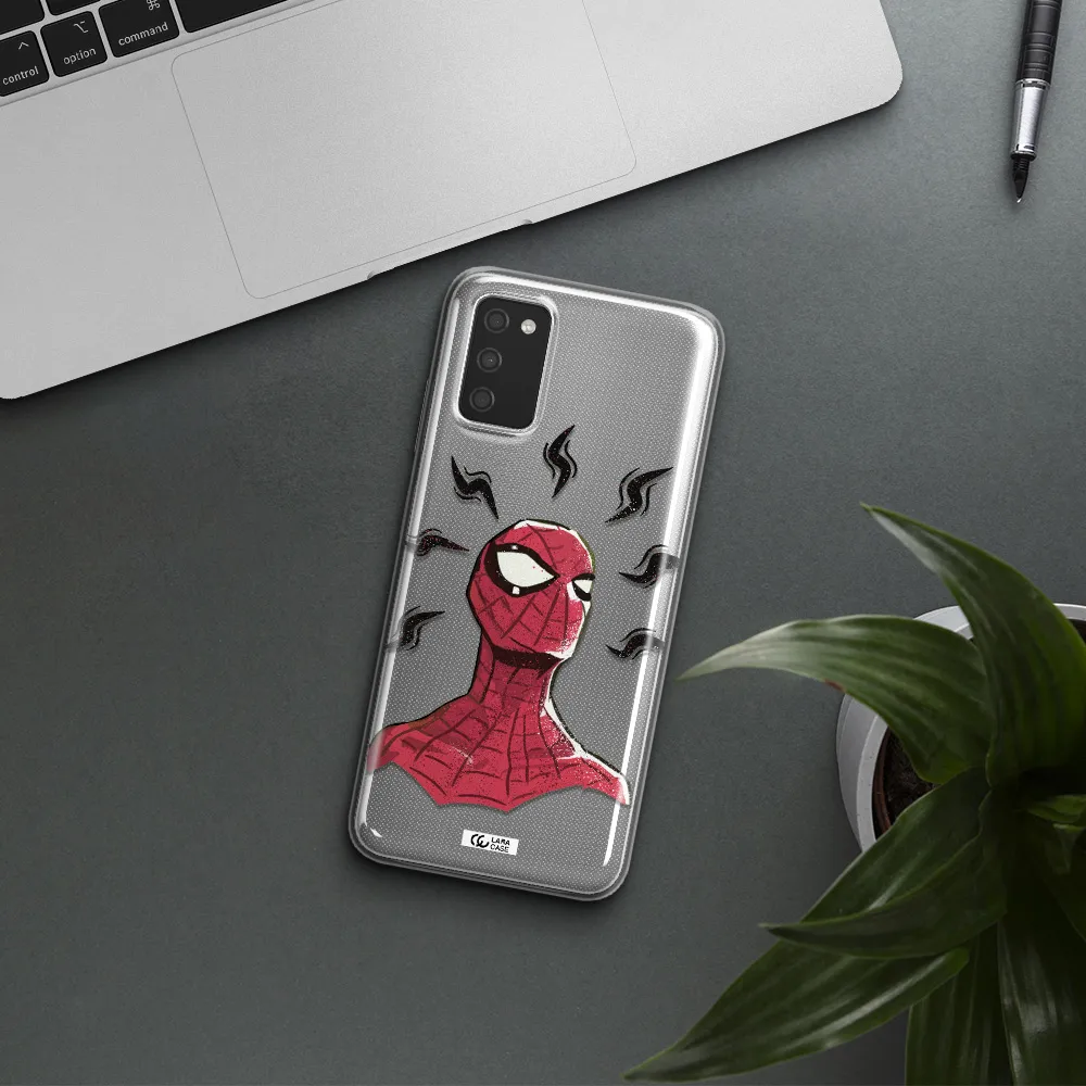 a cartoon of a red spider man Samsung A03S Clear TPU Case