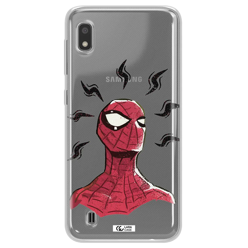a cartoon of a red spider man Samsung A10 Clear TPU Case